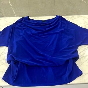 For Cynthia deep blue cold shoulder top